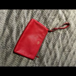COACH red large wristlet